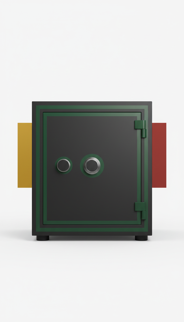 Large capacity luxury charcoal safe with forest-green accent