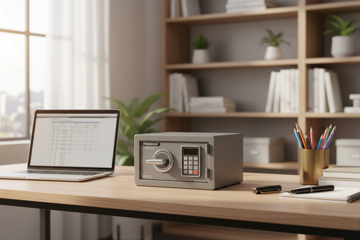 Phoenix Compact Home Office SS0721 safe in a modern home office setting