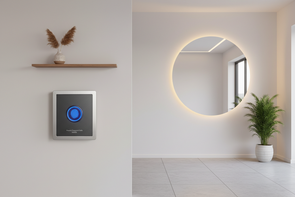 Phoenix Fingerprint Key Safe KS0020 mounted beside a front door