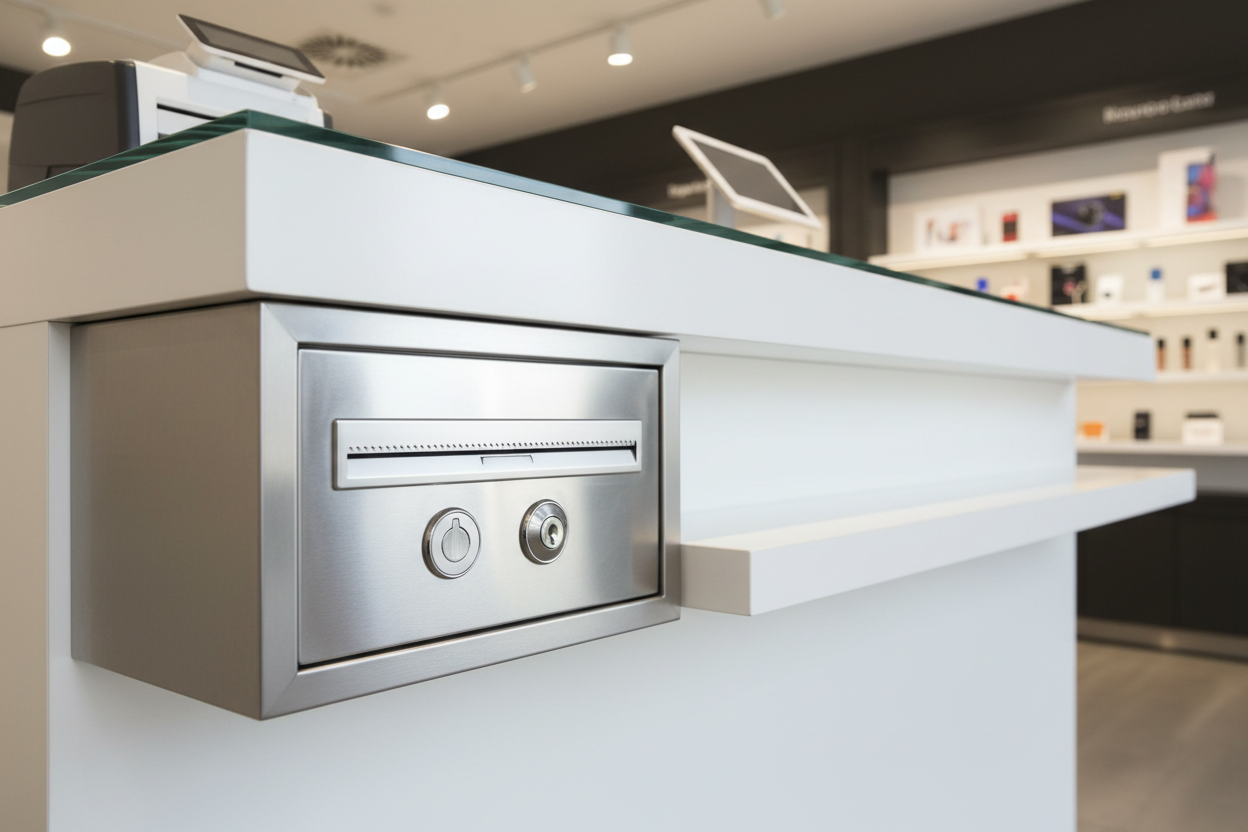 Phoenix Undercounter Deposit SS0991 installed beneath a retail counter