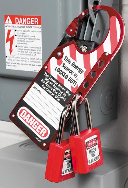 427RED LABELLED LOCKOUT HASP