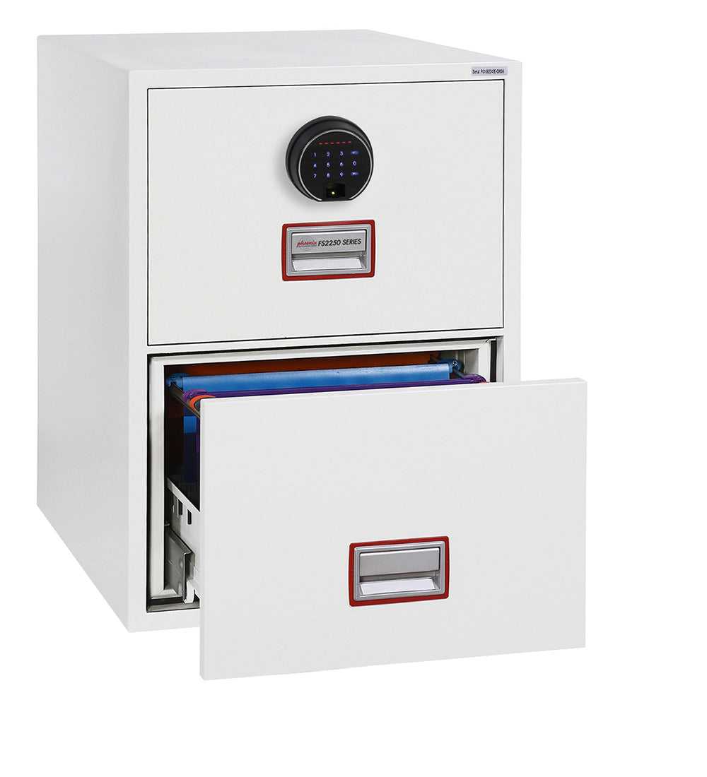 Phoenix World Class Vertical Fire File FS2252F 2 Drawer Filing Cabinet with Fingerprint Lock - my-beautiful-safes