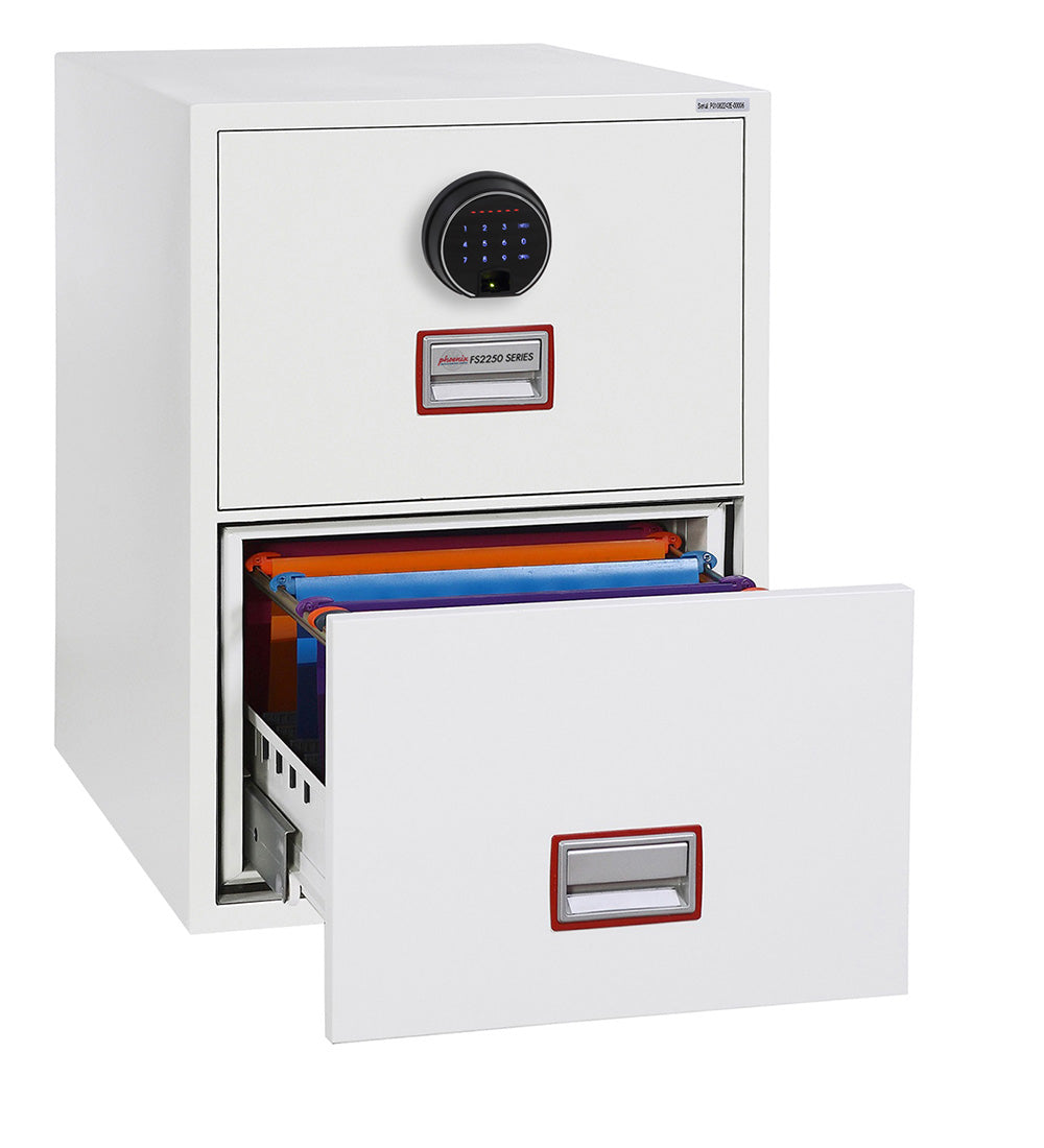 Phoenix World Class Vertical Fire File FS2252F 2 Drawer Filing Cabinet with Fingerprint Lock - my-beautiful-safes