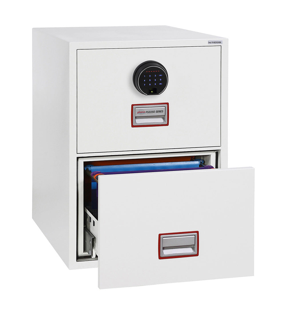 Phoenix World Class Vertical Fire File FS2252F 2 Drawer Filing Cabinet with Fingerprint Lock - my-beautiful-safes