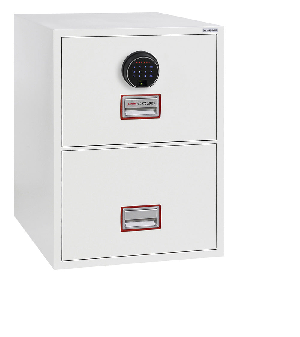 Phoenix World Class Vertical Fire File FS2272F 2 Drawer Filing Cabinet with Fingerprint Lock - my-beautiful-safes