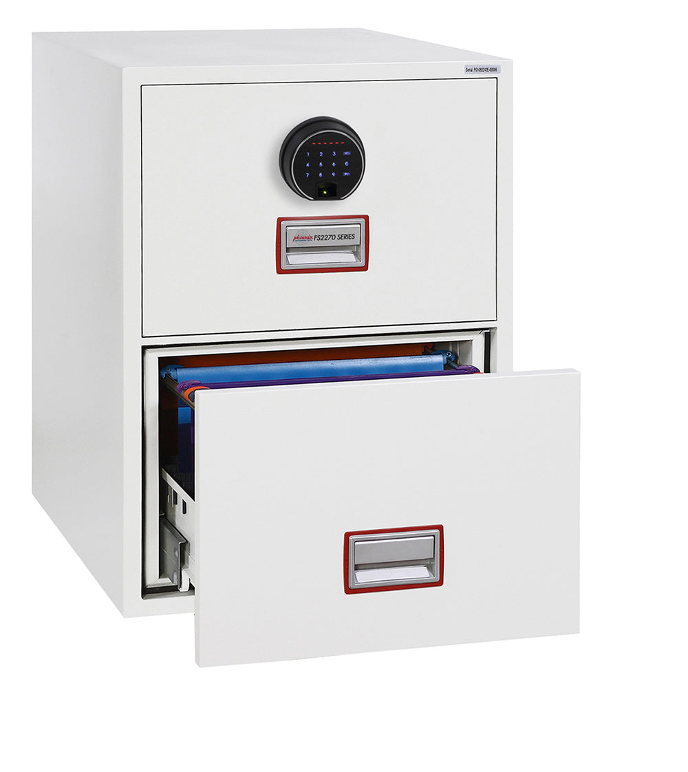 Phoenix World Class Vertical Fire File FS2272F 2 Drawer Filing Cabinet with Fingerprint Lock - my-beautiful-safes