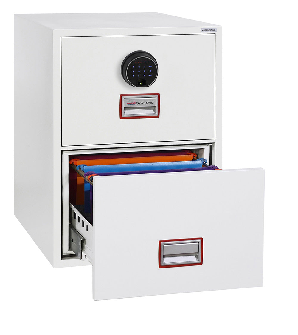 Phoenix World Class Vertical Fire File FS2272F 2 Drawer Filing Cabinet with Fingerprint Lock - my-beautiful-safes