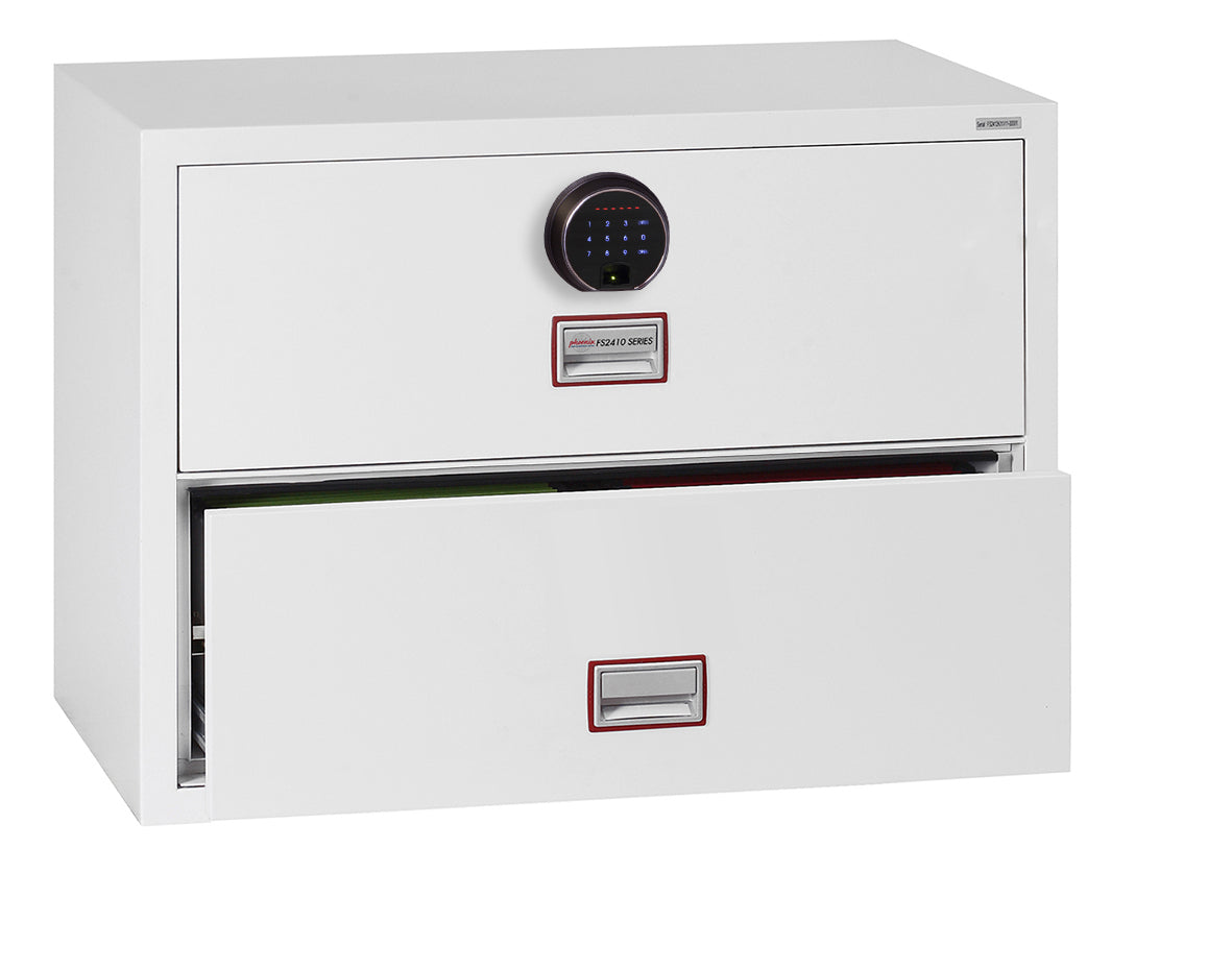 Phoenix World Class Lateral Fire File FS2412F 2 Drawer Filing Cabinet with Fingerprint Lock - my-beautiful-safes