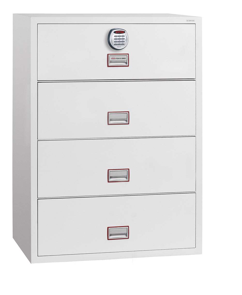 Phoenix World Class Lateral Fire File FS2414E 4 Drawer Filing Cabinet with Electronic Lock - my-beautiful-safes