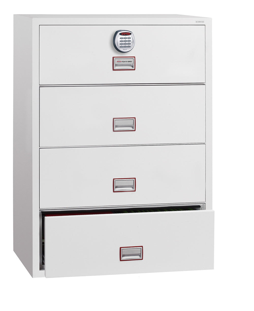 Phoenix World Class Lateral Fire File FS2414E 4 Drawer Filing Cabinet with Electronic Lock - my-beautiful-safes