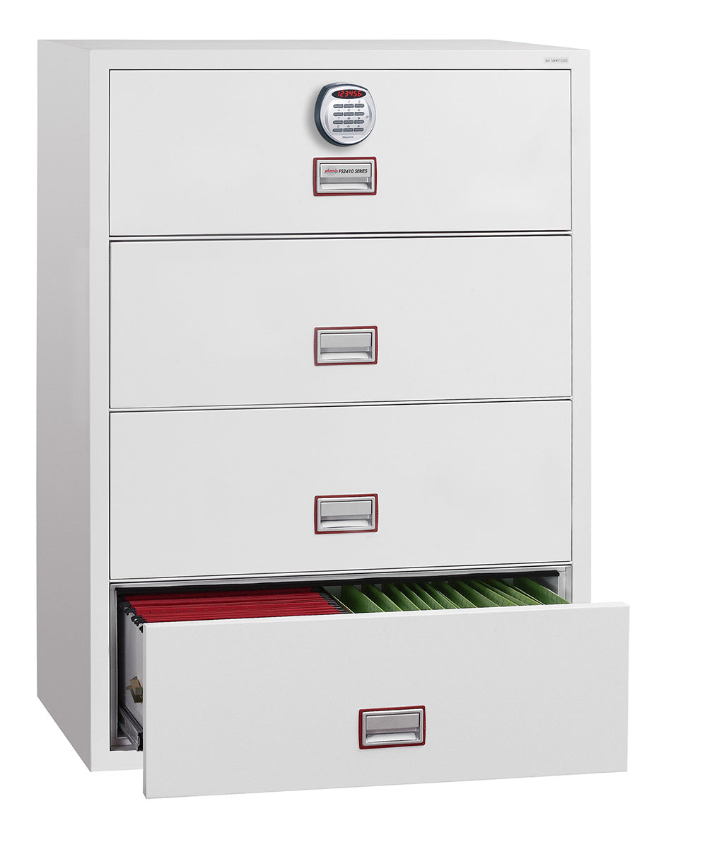 Phoenix World Class Lateral Fire File FS2414E 4 Drawer Filing Cabinet with Electronic Lock - my-beautiful-safes