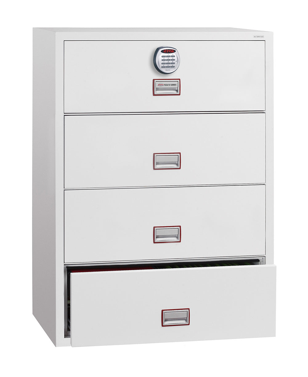 Phoenix World Class Lateral Fire File FS2414E 4 Drawer Filing Cabinet with Electronic Lock - my-beautiful-safes