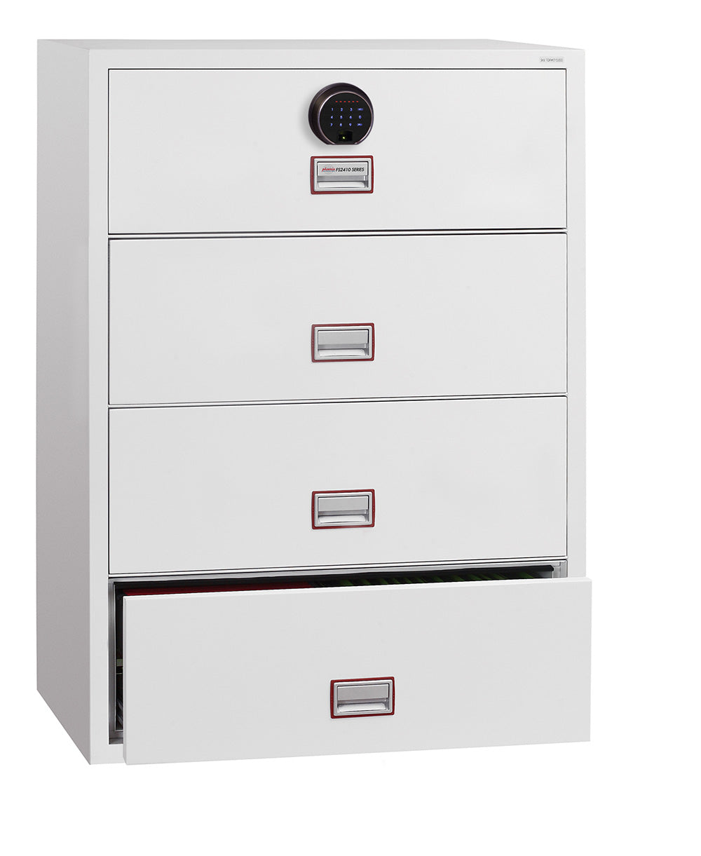 Phoenix World Class Lateral Fire File FS2414F 4 Drawer Filing Cabinet with Fingerprint Lock - my-beautiful-safes