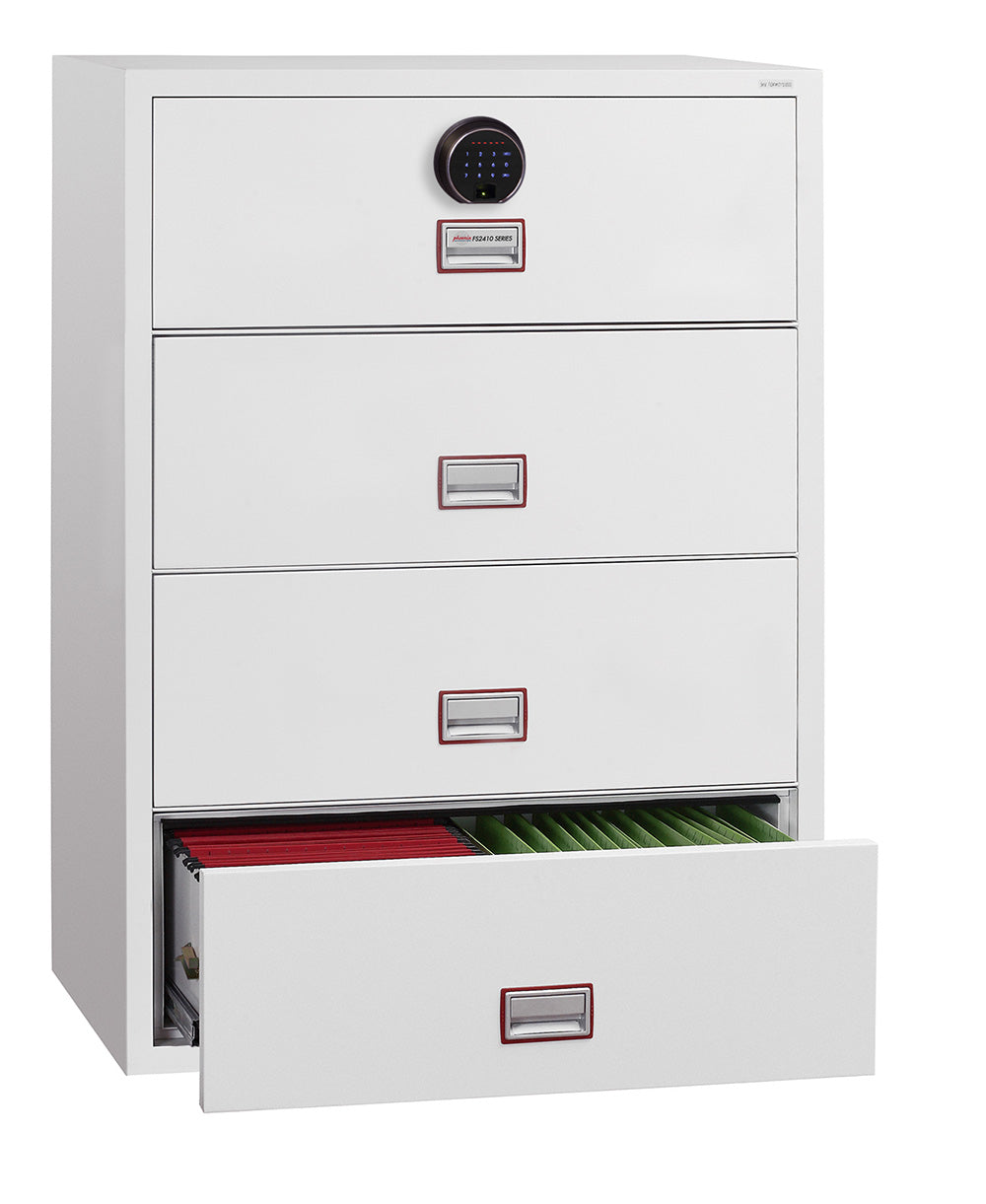 Phoenix World Class Lateral Fire File FS2414F 4 Drawer Filing Cabinet with Fingerprint Lock - my-beautiful-safes