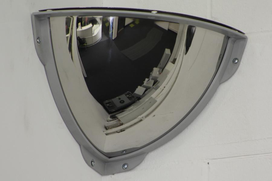 STAINLESS STEEL QUARTER DOME MIRROR WITH ANTI-LIGATURE FRAME