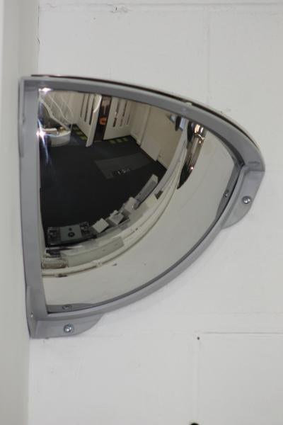 STAINLESS STEEL QUARTER DOME MIRROR WITH ANTI-LIGATURE FRAME