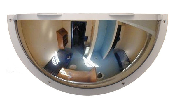 STAINLESS STEEL HALF DOME MIRROR WITH ANTI-LIGATURE FRAME