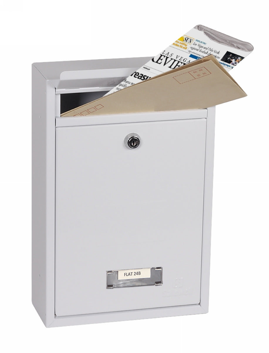 Phoenix Letra Front Loading Letter Box MB0116KW in White with Key Lock - my-beautiful-safes