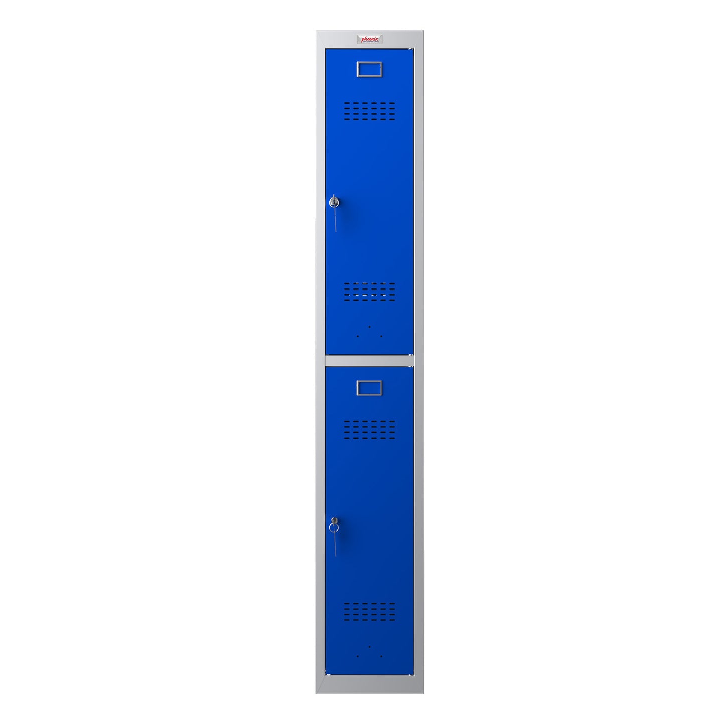 Phoenix PL Series PL1230GBK 1 Column 2 Door Personal Locker Grey Body/Blue Doors with Key Locks - my-beautiful-safes