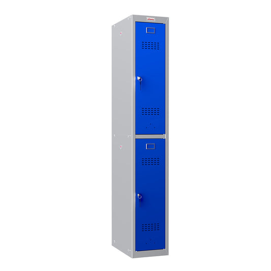 Phoenix PL Series PL1230GBK 1 Column 2 Door Personal Locker Grey Body/Blue Doors with Key Locks - my-beautiful-safes