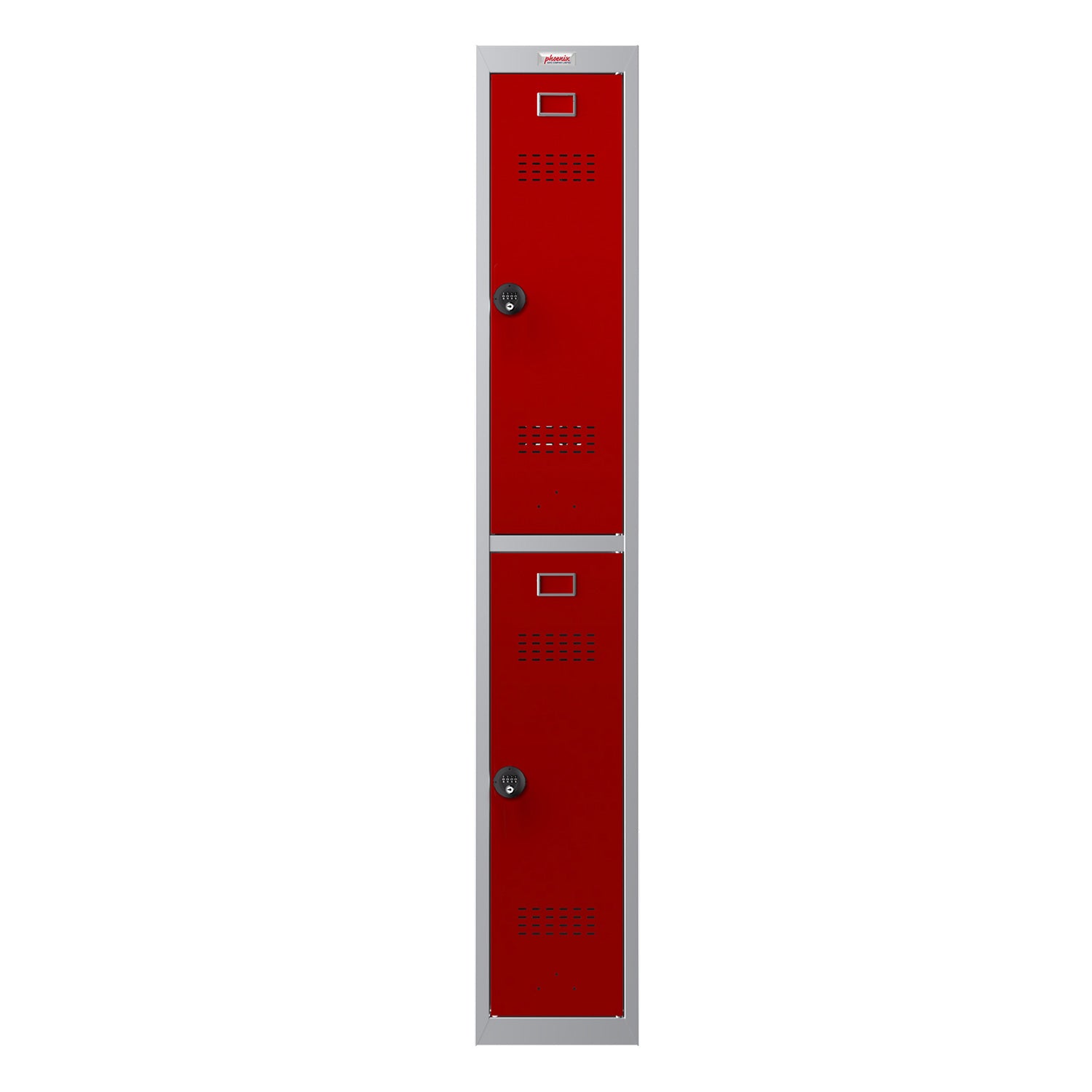 Phoenix PL Series PL1230GRC 1 Column 2 Door Personal Locker Grey Body/Red Doors with Combination Locks - my-beautiful-safes