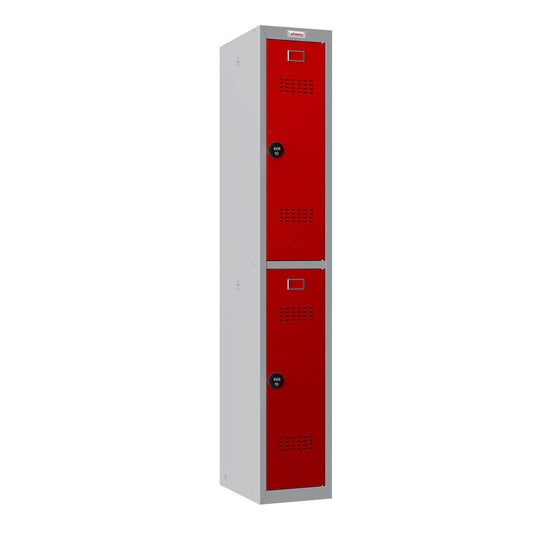 Phoenix PL Series PL1230GRC 1 Column 2 Door Personal Locker Grey Body/Red Doors with Combination Locks - my-beautiful-safes