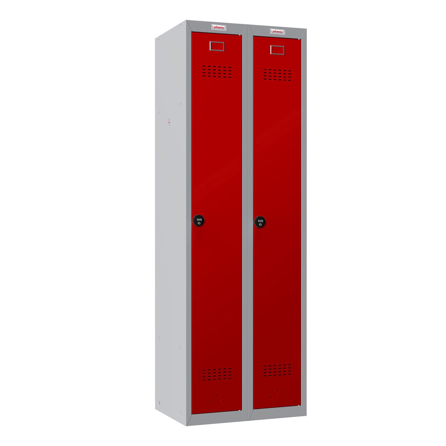 Phoenix PL Series PL2160GRC 2 Column 2 Door Personal Locker Combo Grey Body/Red Doors with Combination Locks - my-beautiful-safes