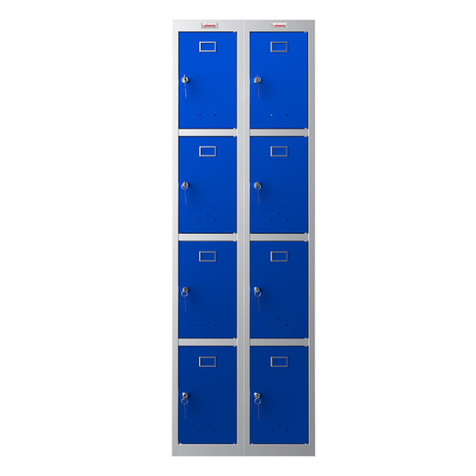 Phoenix PL Series PL2460GBK 2 Column 8 Door Personal Locker Combo Grey Body/Blue Doors with Key Locks - my-beautiful-safes