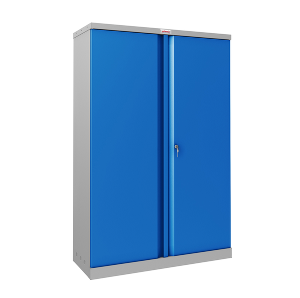 Phoenix SCL Series SCL1491GBK 2 Door 3 Shelf Steel Storage Cupboard Grey Body & Blue Doors with Key Lock - my-beautiful-safes