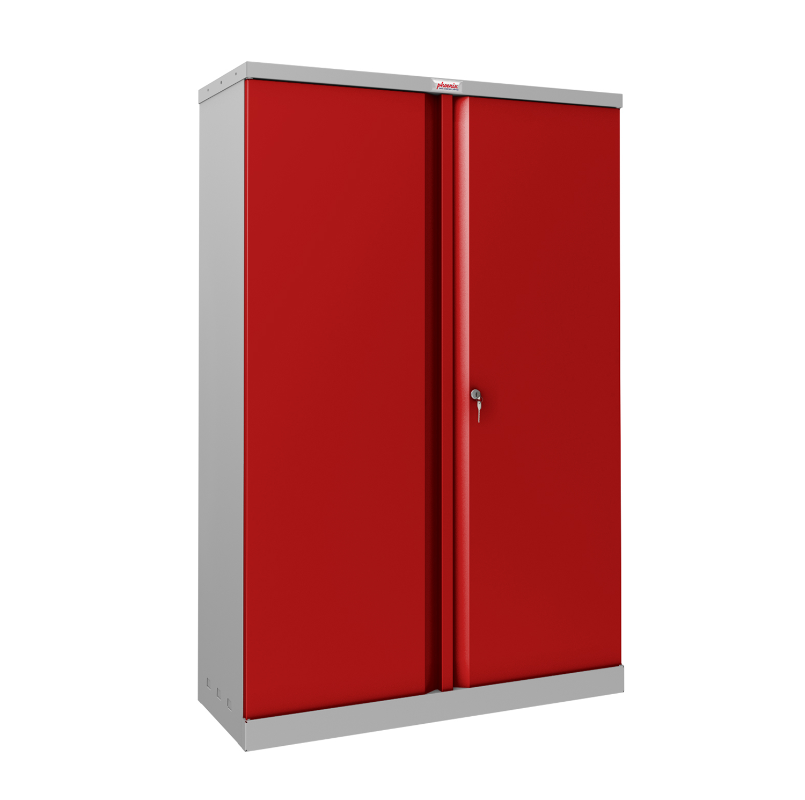 Phoenix SCL Series SCL1491GRK 2 Door 3 Shelf Steel Storage Cupboard Grey Body & Red Doors with Key Lock - my-beautiful-safes